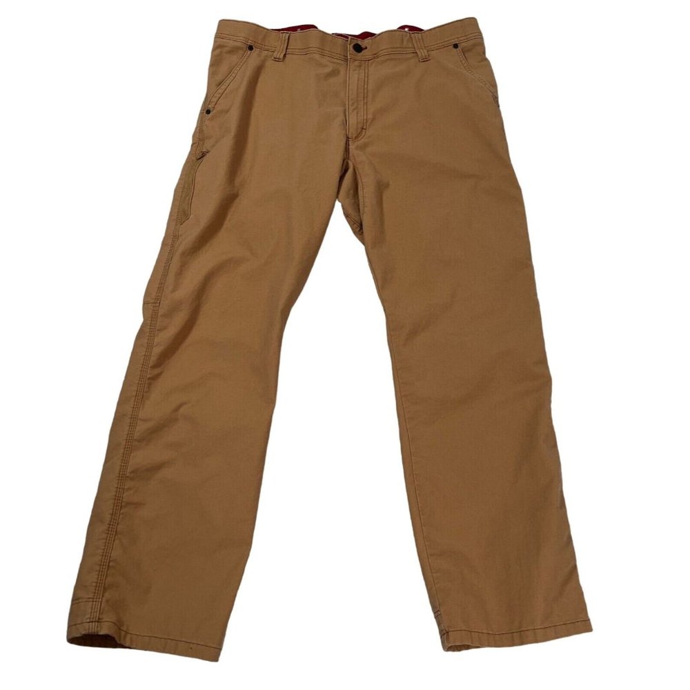 WRANGLER Pants Men's 40x32 5-Pocket Canvas Cotton Straight Leg Zip Closure Brown
